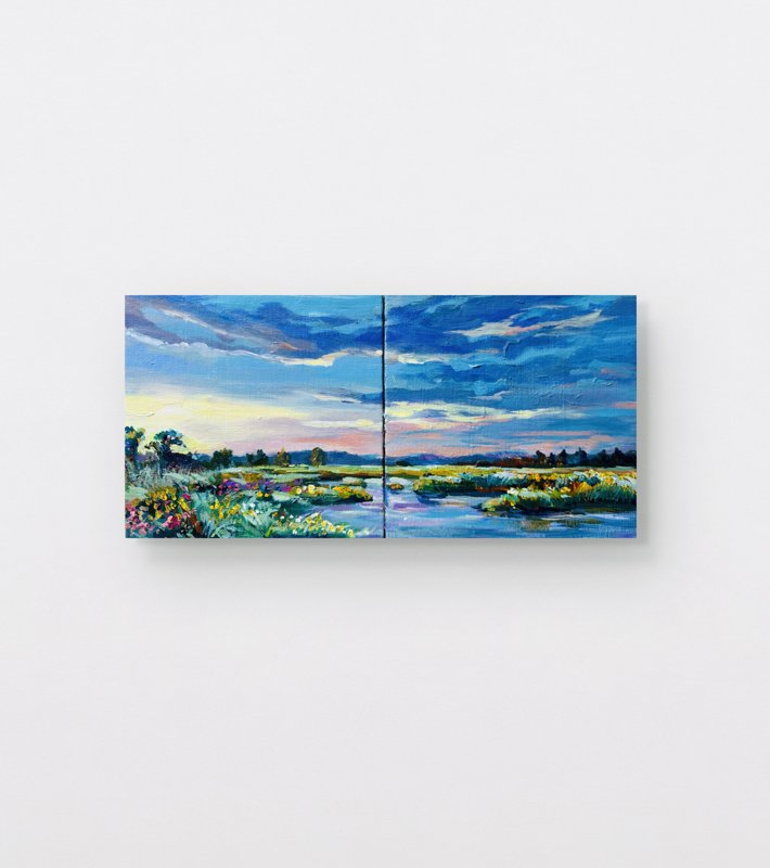 Twilight Wetlands Acrylic On Canvas Panel 6X6 Each